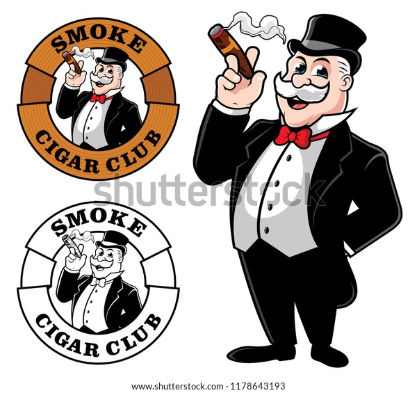 Cigar Club Old Man Smoking Cigar Stock Vector (Royalty Free) 1178643193