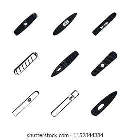 Cigar cuban paper weed cigarette icons set. Simple illustration of 9 cigar cuban paper weed cigarette vector icons for web