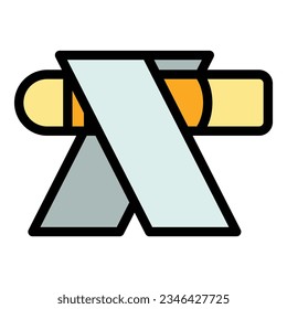 Cigar cutting icon outline vector. Cigarette tobacco. Smoker filter color flat