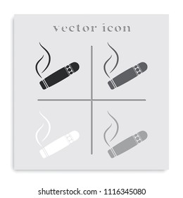 Cigar flat black and white vector icon.