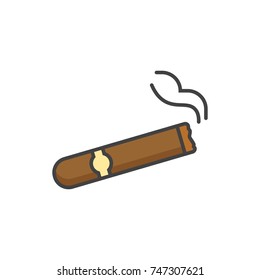 Cigar flat line colored icon.