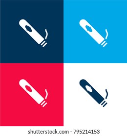 Cigar four color material and minimal icon logo set in red and blue