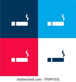 Cigar four color material and minimal icon logo set in red and blue