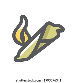 Cigar green Cannabis Vector icon Cartoon illustration