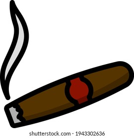 Cigar Icon. Editable Bold Outline With Color Fill Design. Vector Illustration.