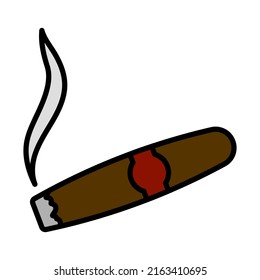 Icono de cigarro. Contorno de negrita editable con diseño de relleno de color. Ilustración vectorial.