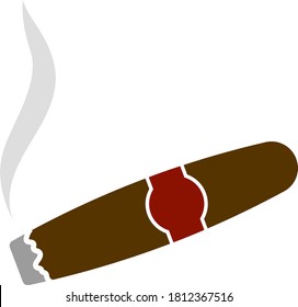 Cigar Icon. Flat Color Design. Vector Illustration.