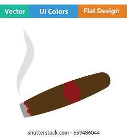 Cigar icon. Flat color design. Vector illustration.