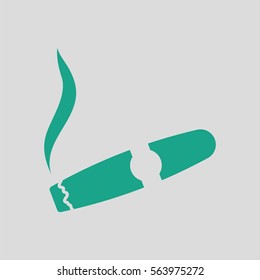 Cigar icon. Gray background with green. Vector illustration.