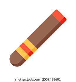 Cigar Icon Illustration with bright color palette in flat design style. Perfect for Mexican-themed designs or celebrations
