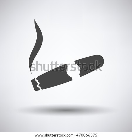 Cigar icon on gray background with round shadow. Vector illustration.