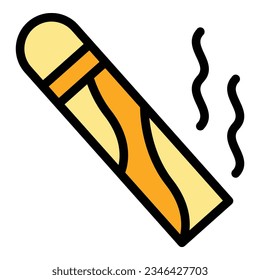 Cigar icon outline vector. Cigarette smoker. Cutter leaf color flat