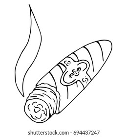 Cigar icon. Smoldering cigar. Vector illustration.
