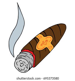 Cigar icon. Smoldering cigar. Vector illustration.