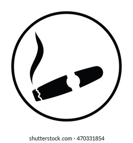 Cigar icon. Thin circle design. Vector illustration.