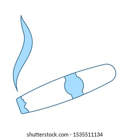 Cigar Icon. Thin Line With Blue Fill Design. Vector Illustration.