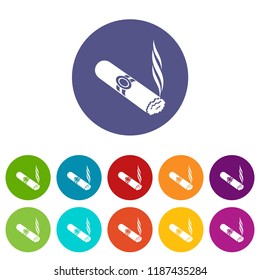 Cigar icons color set vector for any web design on white background