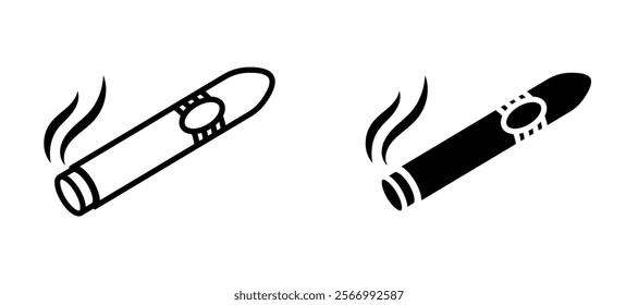 Cigar icons in outline and fill. vector illustration for ui.