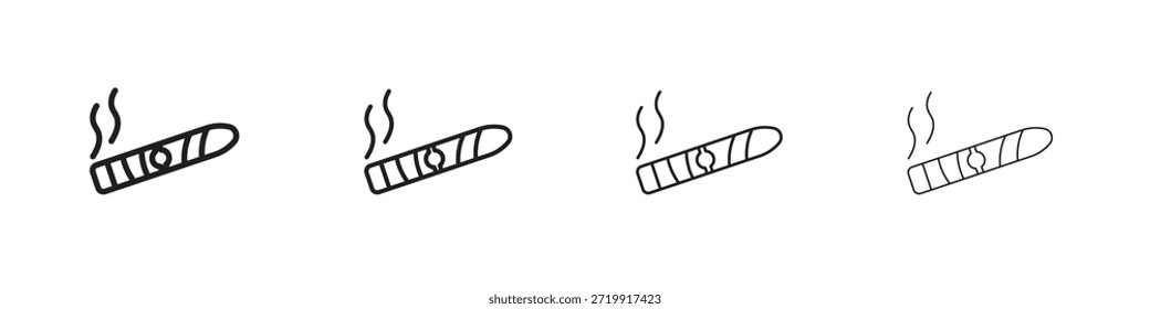 Cigar icons, Set of linear icons. Black linear palm icons