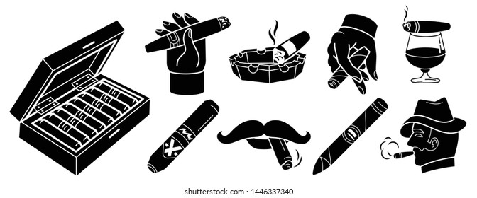 Cigar icons set. Simple set of cigar vector icons for web design on white background