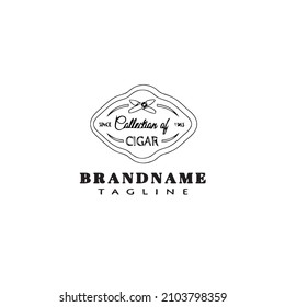 etiqueta de cigarro caricatura plantilla de logotipo diseño de icono negro vector aislado