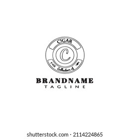 cigar label cartoon logo template icon simple black modern isolated vector illustration