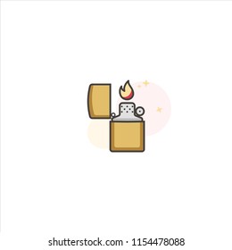 Cigar Lighter flame icon logo vector illustration. Flat design style. isolated on White background, 