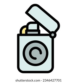 Cigar lighter icon outline vector. Smoke tobacco. Vape pipe color flat