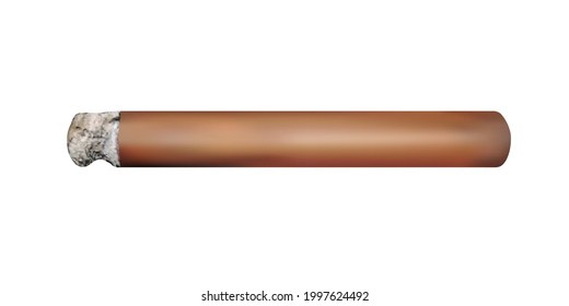 A cigar lit in a vector.A Havana cigar in a vector on a white background.A smoldering cigar in the vector.