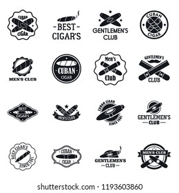 Cigar logo set. Simple set of cigar vector logo for web design on white background