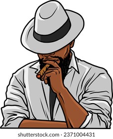 cigar
 man
 smoke
 male
 tobacco
 luxury
 people
 rich
 business
 smoking
 handsome
 style
 adult
 person
 cigarette
 businessman
 African American Man
Fedora Hat