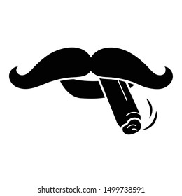 Cigar in mouth mustache icon. Simple illustration of cigar in mouth mustache vector icon for web design isolated on white background