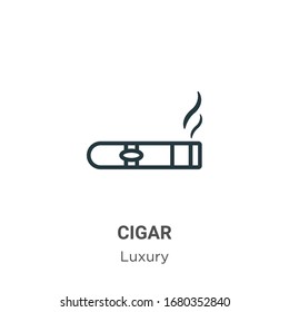 Cigar outline vector icon. Thin line black cigar icon, flat vector simple element illustration from editable luxury concept isolated stroke on white background