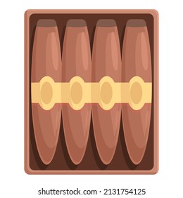 Vector de dibujos animados de icono de paquete de puros. Humo de tabaco. Hoja de nicotina