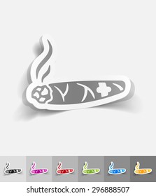 cigar paper sticker with shadow. Vector illustration