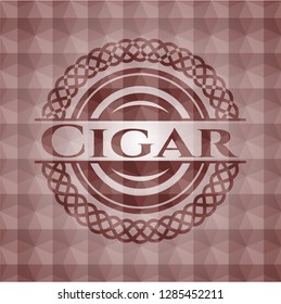 Cigar red seamless emblem with geometric pattern.