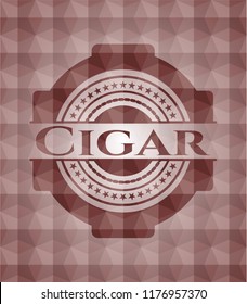 Cigar red seamless geometric badge.
