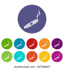 Cigar set icons in different colors isolated on white background