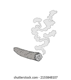 Cigar with smoke hand draw style