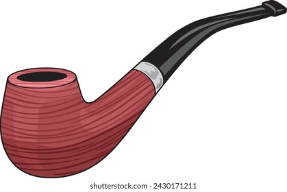 Cigar Smoke Pipe Color. Vector Illustration.