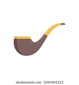 Cigar smoke pipe icon flat vector. Old smoker. Smoking art isolated