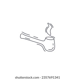 Cigar smoke pipe line icon. smoking pipe thin line icon.