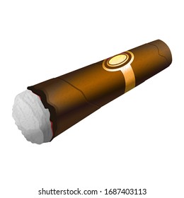 Cigar with smoke. Vector illustration.