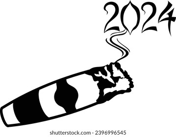 Cigar Smoking 2024 Formation concept, Twenty Twenty four vector icon design, Happy New Year 2024 Symbol, HNY Wishes Sign, New Years Eve celebration Element stock illustration