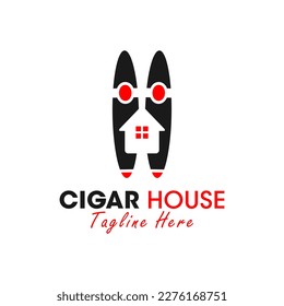 cigar smoking house vector illustration logo design