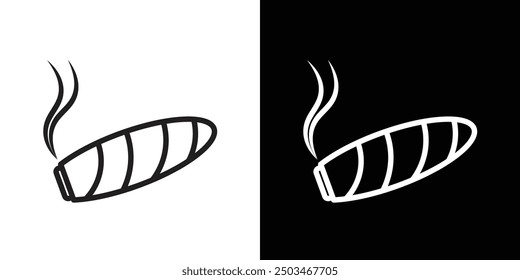 Cigar thin line vector icon set.