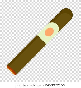 Cigar, tobacco leaves, expensive pleasure, unhealthy hobby, smoking, flat design, simple image, cartoon style. Exclusive product concept. Vector line icon for business and advertising