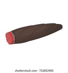 Cigar, twisted tobacco leaf. Smoldering cigar single icon in cartoon style vector symbol stock illustration web.