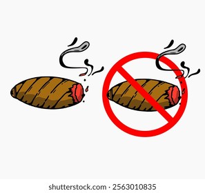 Cigar vector design and no smoking sign design