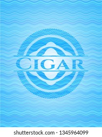 Cigar water wave concept style badge.